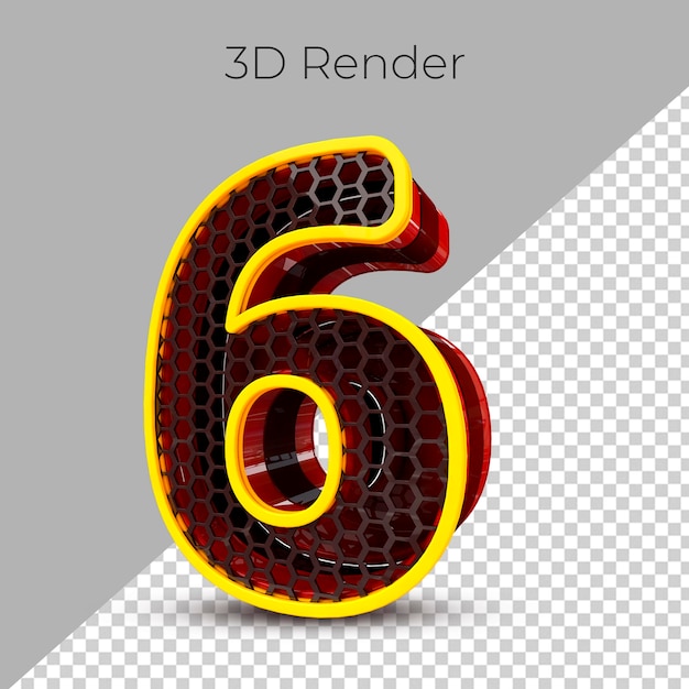 numer 6 3d plastikowy render