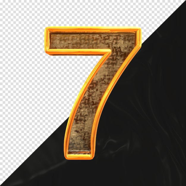Numer 7 renderowania 3d z realistycznym widokiem z przodu metalicznej tekstury