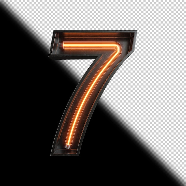 Numer 7 wykonany z Neon Light