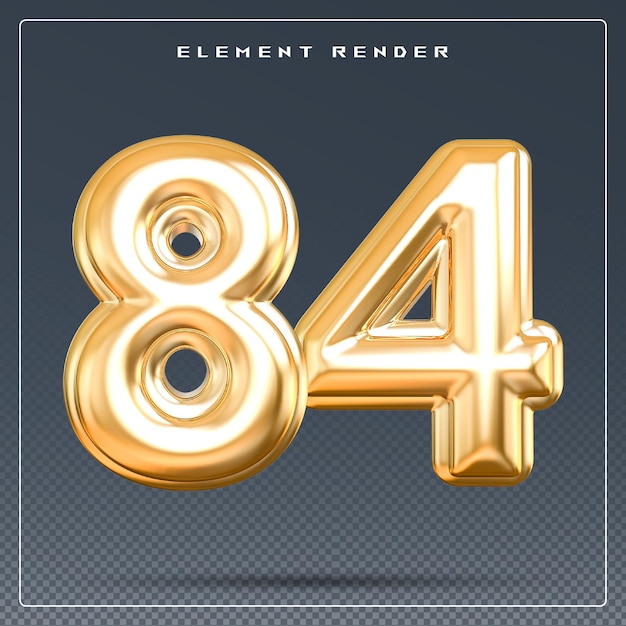 numer 84 złoto renderowanie 3d