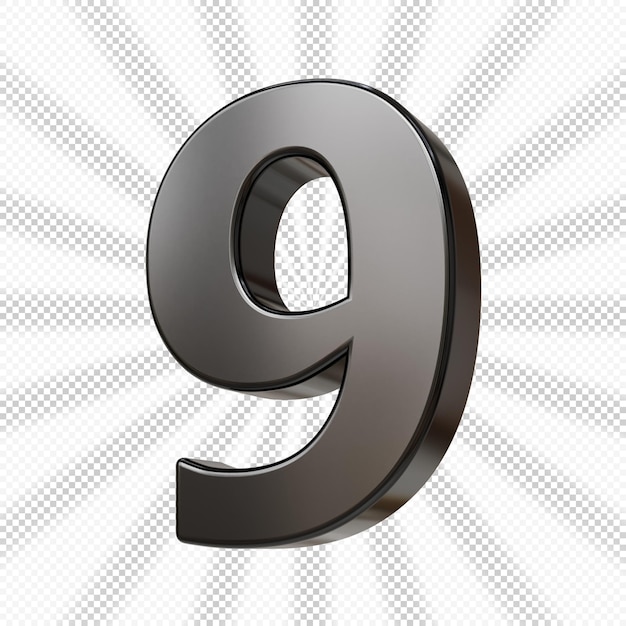 Numer 9 Czarny 3D
