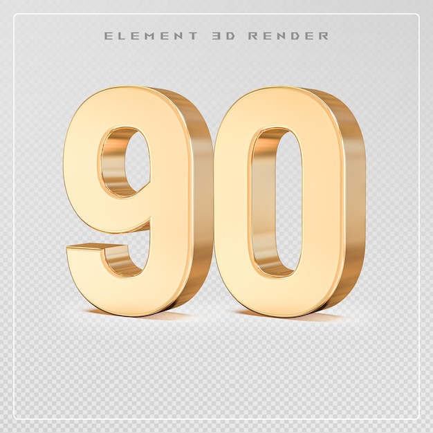 Numer 90 Złoty renderowanie 3D