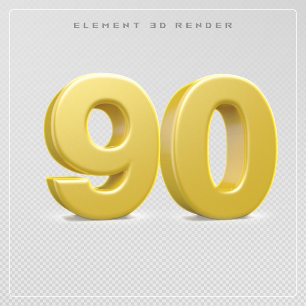 Numer 90 Złoty renderowanie 3D