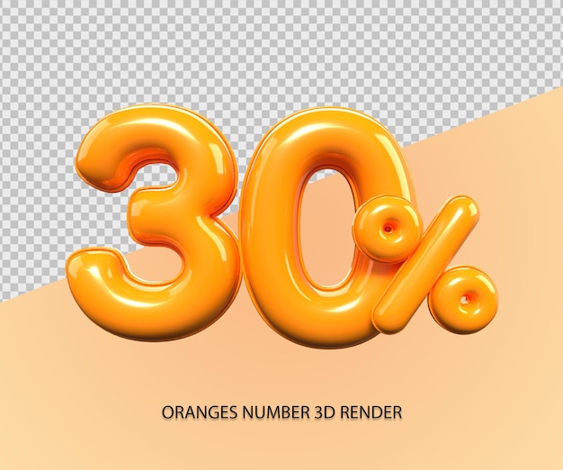 Numer Renderowania 3d 30 Procent Zniżki W Kolorze Pomarańczowym Z Tworzywa Sztucznego