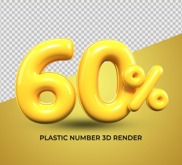 Numer Renderowania 3d 60 Procent żółtego Plastiku Na Sprzedaż Zniżka, Postęp