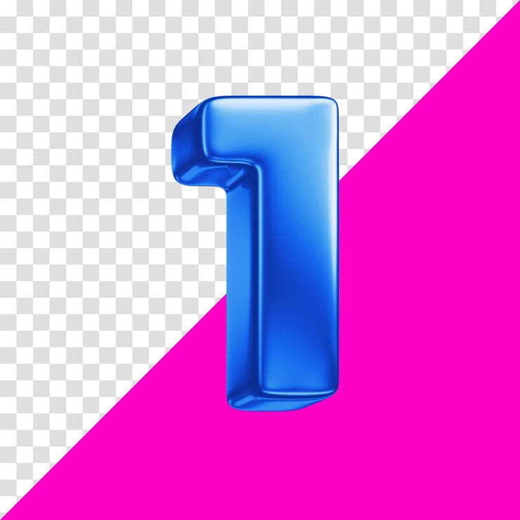 PSD numero 3d na cor azul em fundo rosa