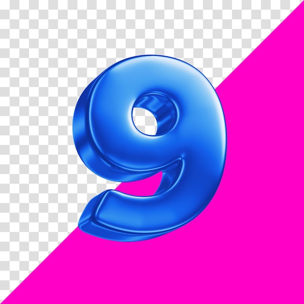 PSD numero 3d na cor azul em fundo rosa