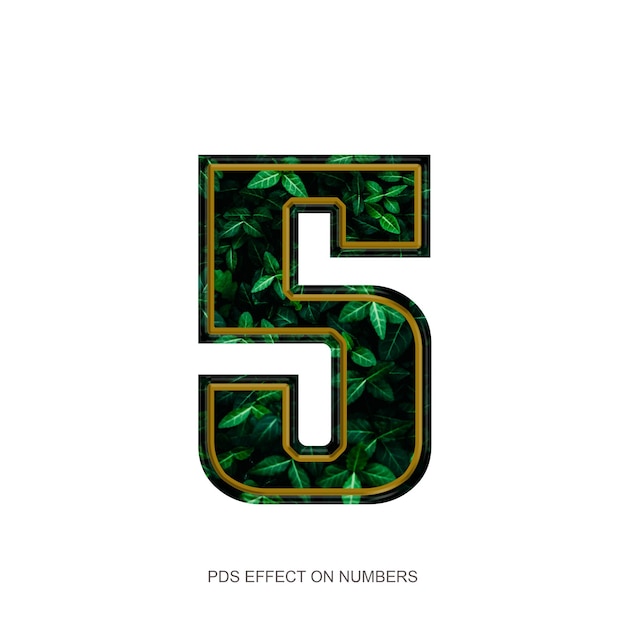Numero con stile di foglie verdi
