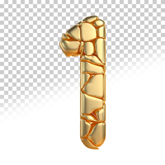 PSD nummer 1 goud 3d render stijl