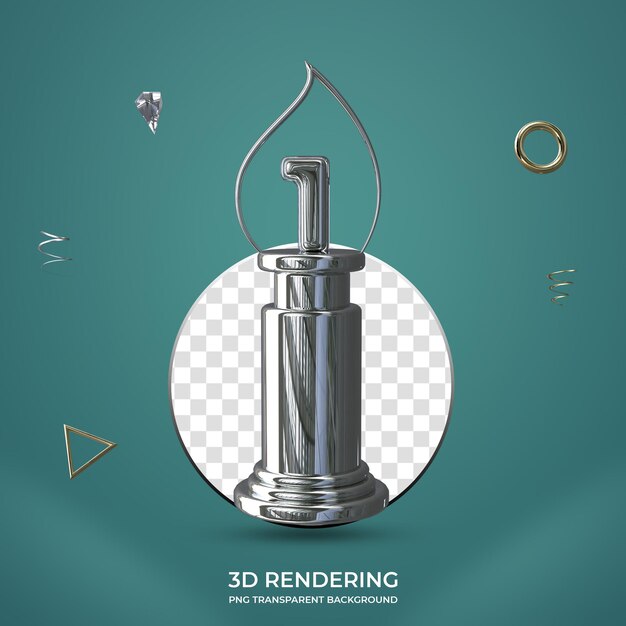 Nummer 1 zilveren trofee 3d nummer transparante achtergrond