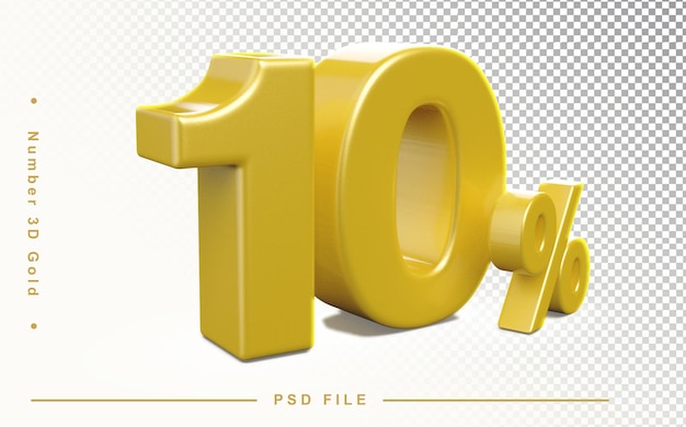 Nummer 10 procent gouden 3D