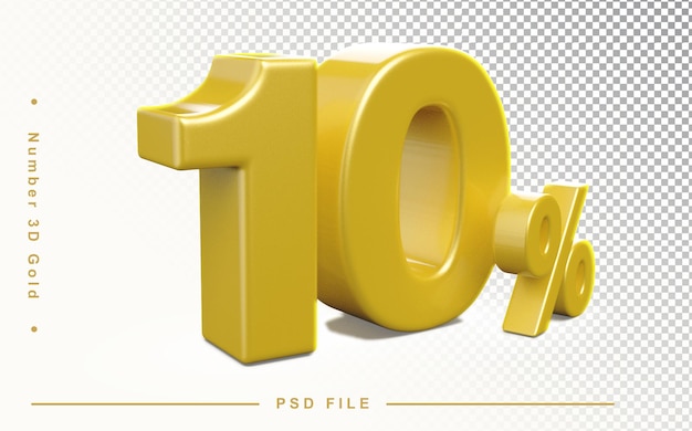 Nummer 10 procent gouden 3d