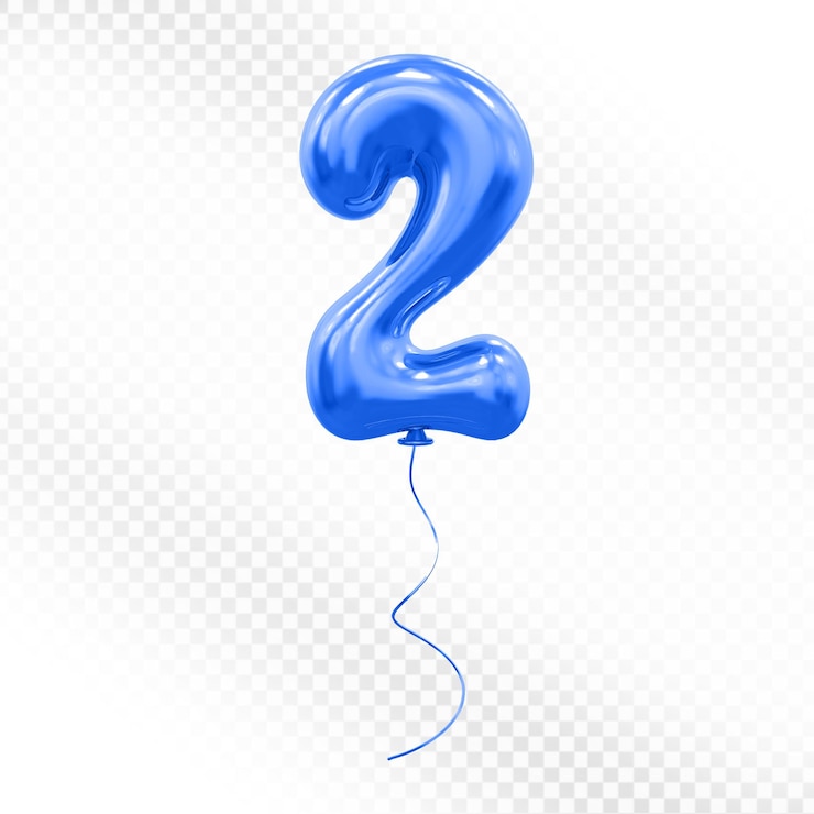 PSD nummer 2 blauwe ballon 3d