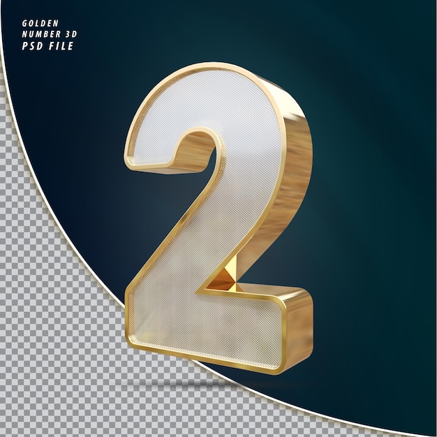 Nummer 2 gouden luxe 3d render