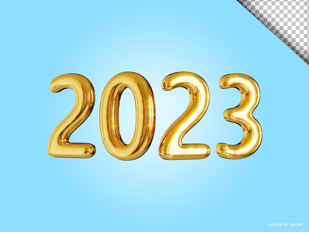 Nummer 2023 nieuwjaar 3d render