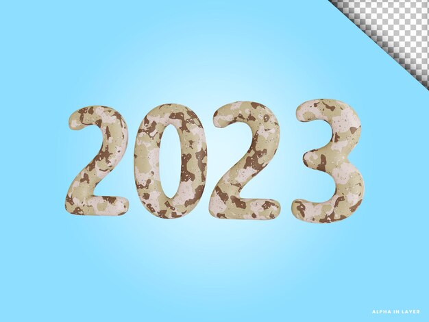 Nummer 2023 nieuwjaar 3d render