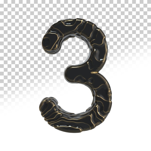 Nummer 3 Donkere en gouden 3d renderstijl