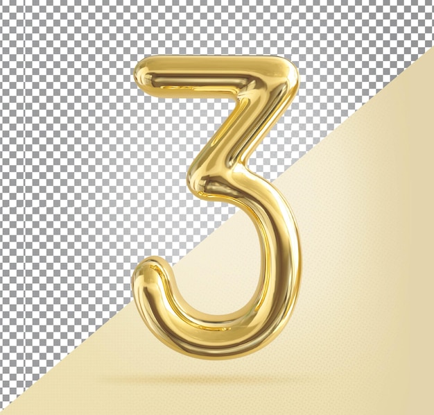 Nummer 3 Gouden 3d luxe
