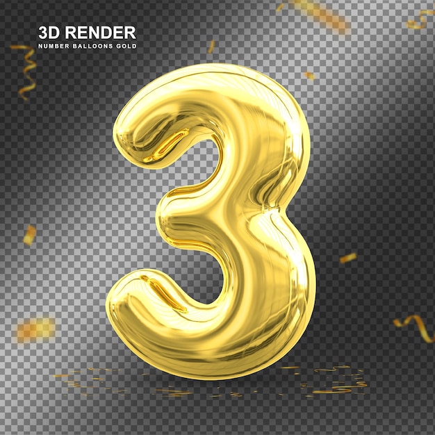 Nummer 3 gouden luxe 3d