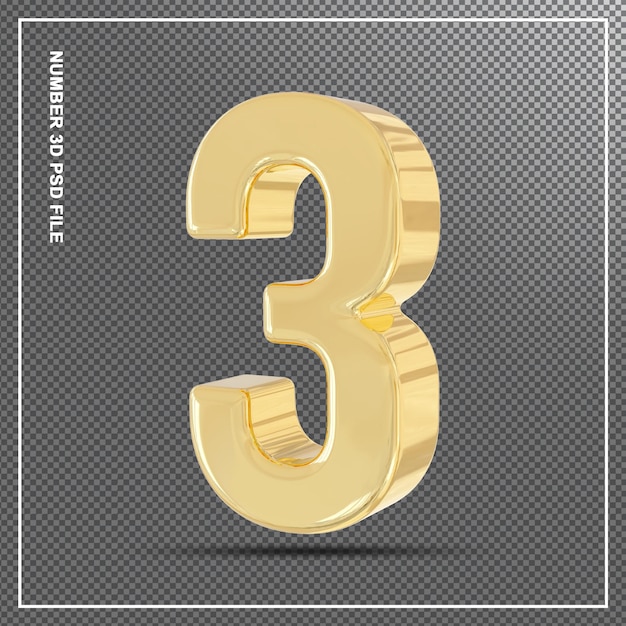 Nummer 3 gouden luxe 3d