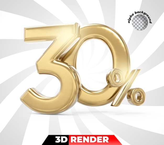 Nummer 30 gouden 3d render