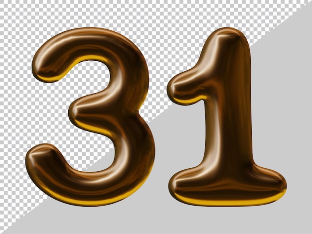 Nummer 31 ontwerp met ballonstijl in 3d geeft terug