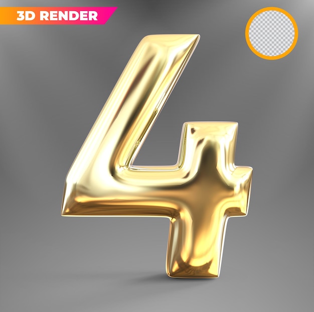 Nummer 3d-gouden weergave