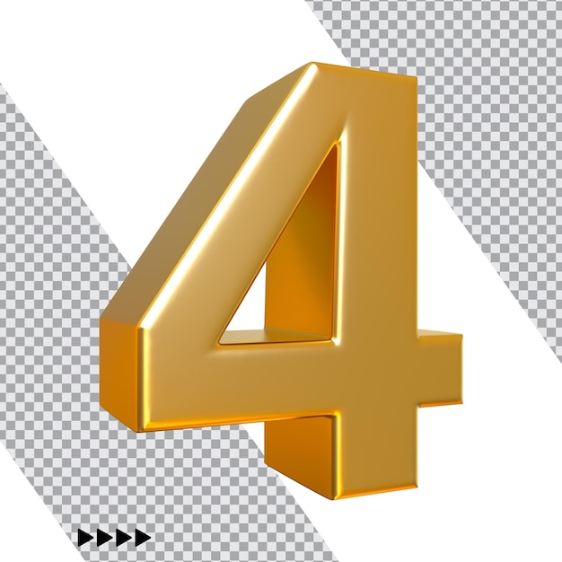 Nummer 4 goud 3d-rendering