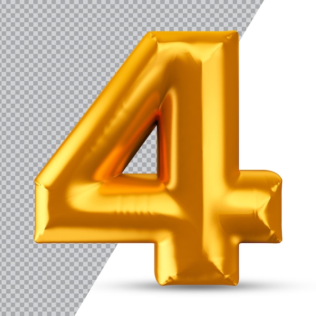 Nummer 4 goud 3d-rendering