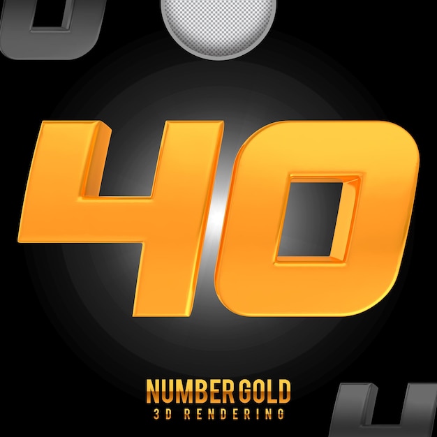 Nummer 40 gouden 3d-rendering