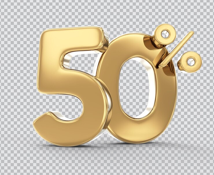 Nummer 50 goud 3D-rendering