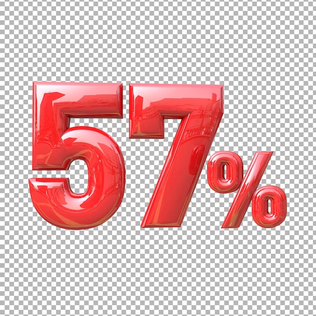 Nummer 57 alfabet kleur rood 3d premium psd