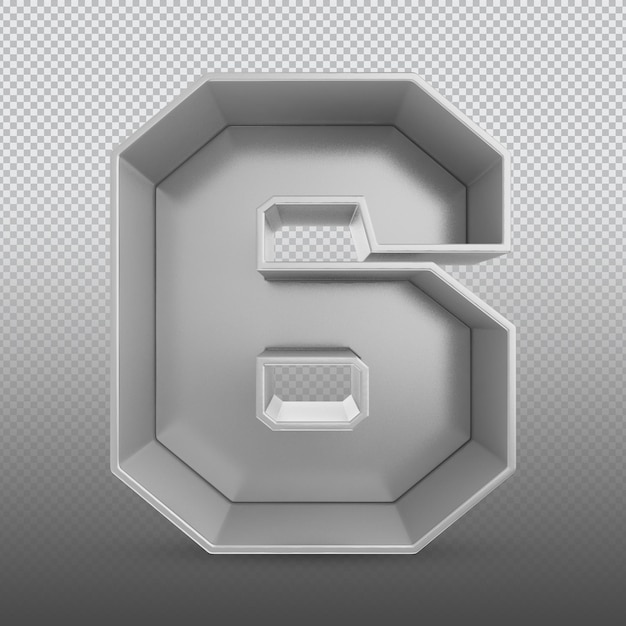 Nummer 6 zilver 3d-rendering