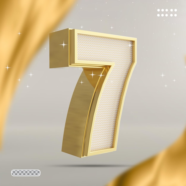 Nummer 7 goud 3d-stijlconcept