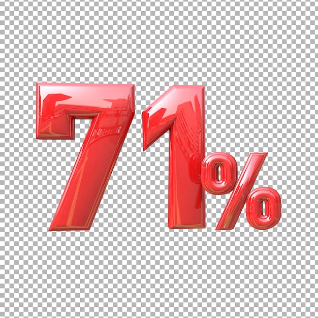 Nummer 71 alfabet kleur rood 3d premium psd