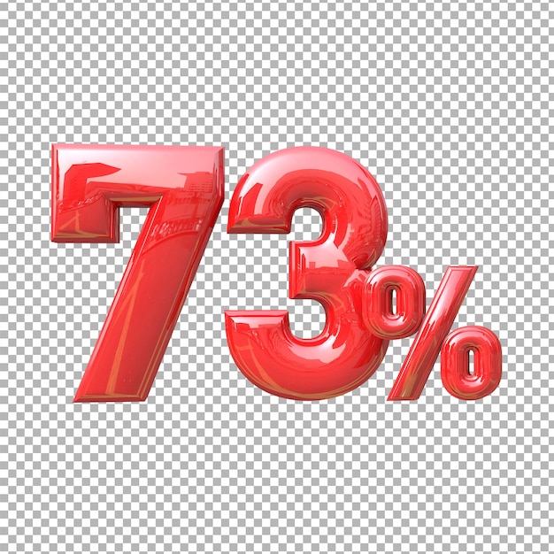 Nummer 73 alfabet kleur rood 3d premium psd