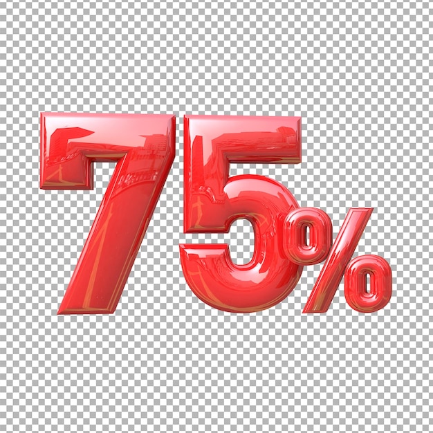 Nummer 75 alfabet kleur rood 3d premium psd