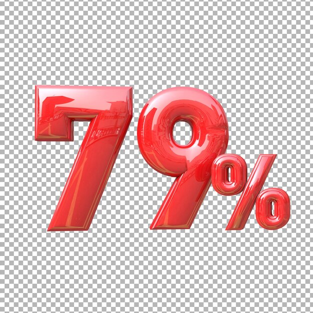 Nummer 79 alfabet kleur rood 3d premium psd