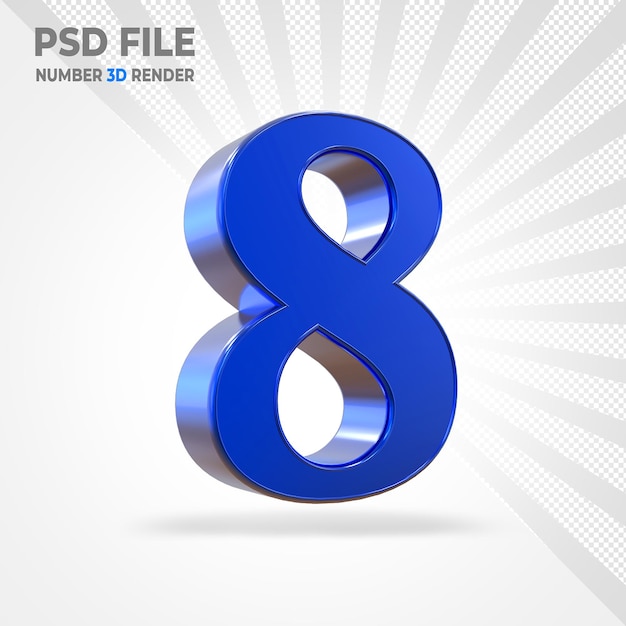 Nummer 8 Blauw 3D Render