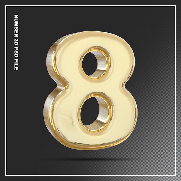 Nummer 8 gouden 3d-element