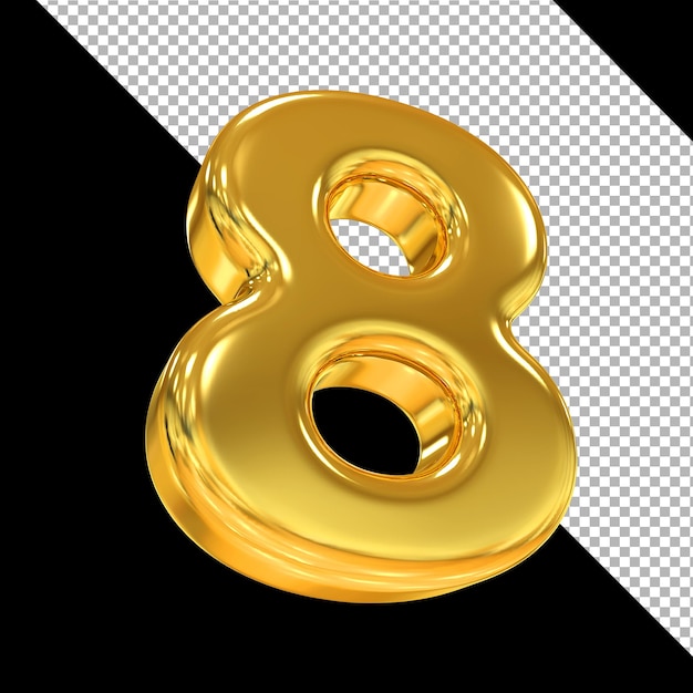 Nummer 8 gouden 3d-stijlen