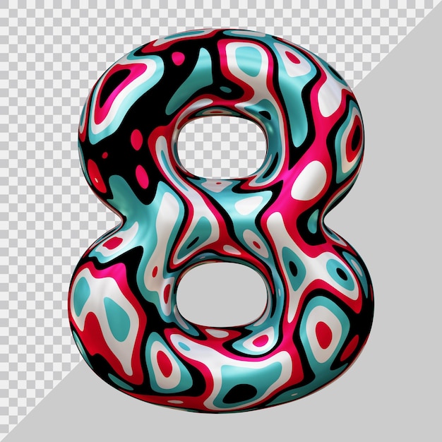 Nummer 8 met 3D-moderne stijl