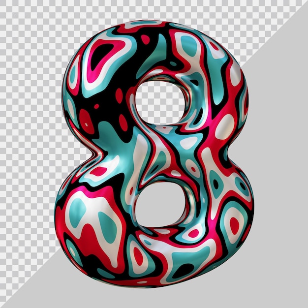Nummer 8 met 3D-moderne stijl