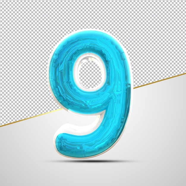 PSD nummer 9_3d render_blue kleur