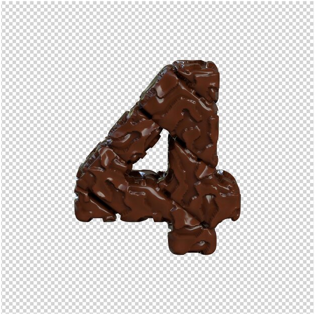 Nummer gemaakt van chocolade. 3d-nummer 4