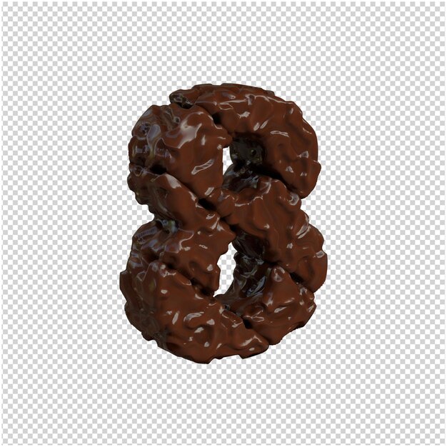 Nummer gemaakt van chocolade. 3d-nummer 8