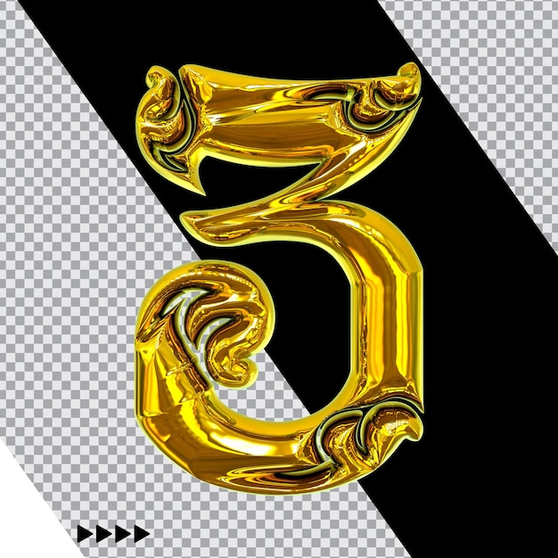 Nummer Goud 3D-rendering