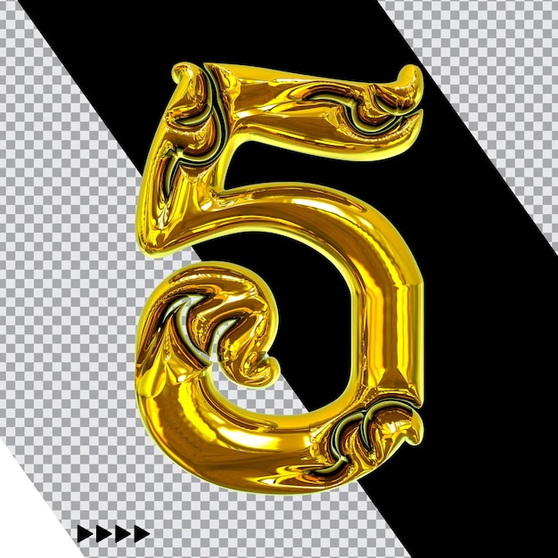 Nummer Goud 3D-rendering