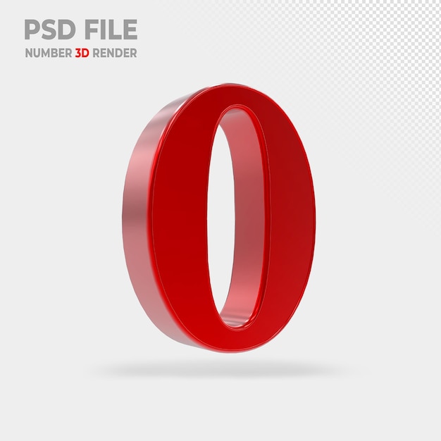 Numner 0 red styles 3d render