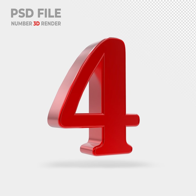 Numner 4 red styles 3d render